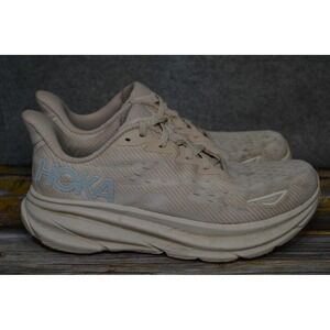 Hoka One One Clifton 9 Shoes Womens 10 B Beige Running Sneakers 1127896 SSEG